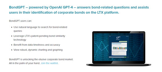 用ChatGPT分析20,000多种债券！LTX推出BondGPT+